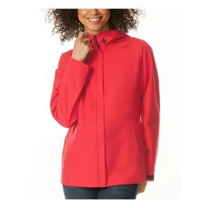 32 DEGREE COOL Womens Coral Water Resistant Hooded Unlined Rain Coat S